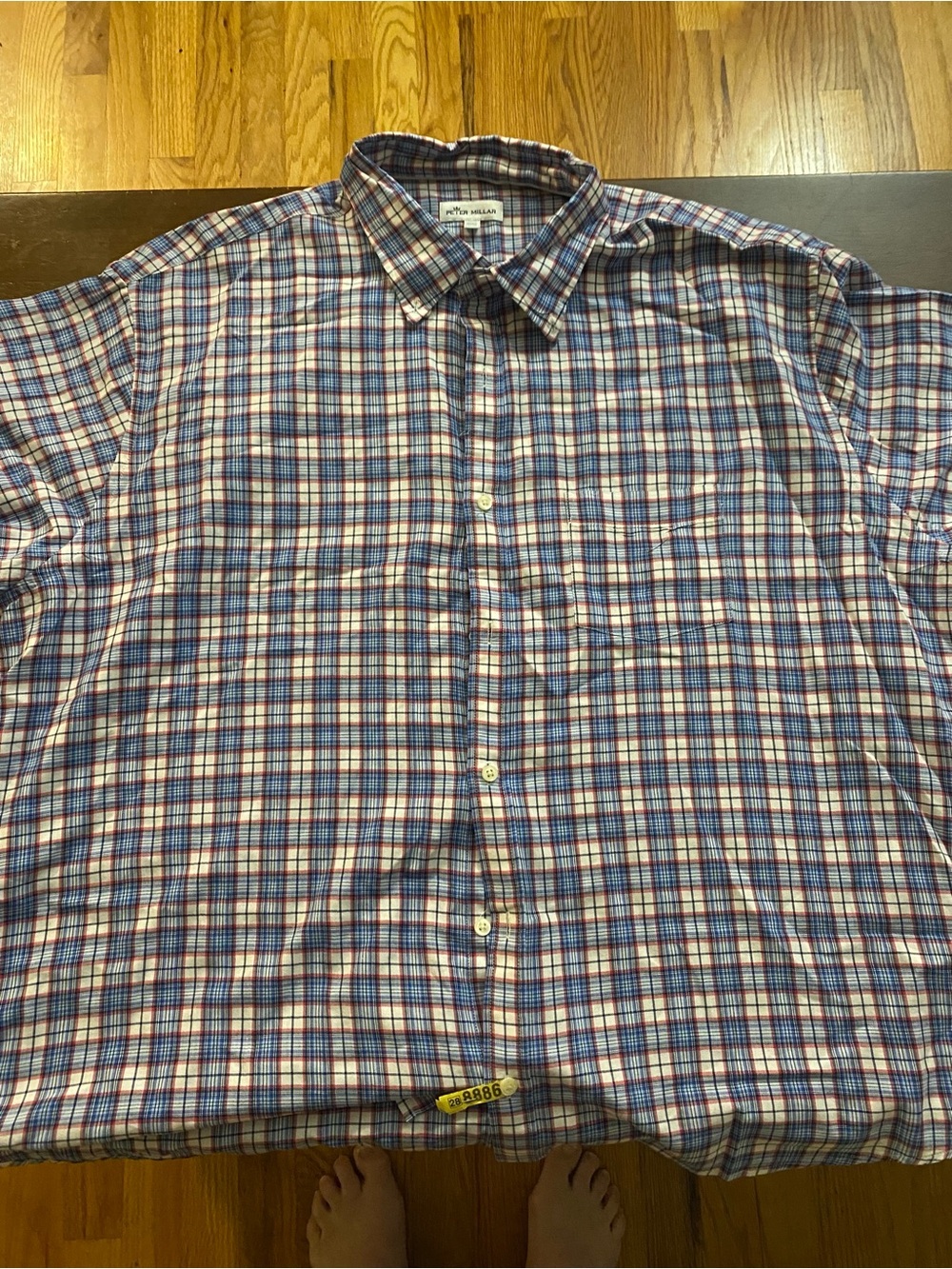 Peter Millar Blue and Red Plaid Button-Down Shirt